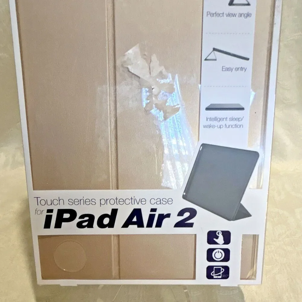 ROCK Magnetic Folding Folio Sleep/Wake Case for Apple iPad Air 2 9.7 Gold NIB